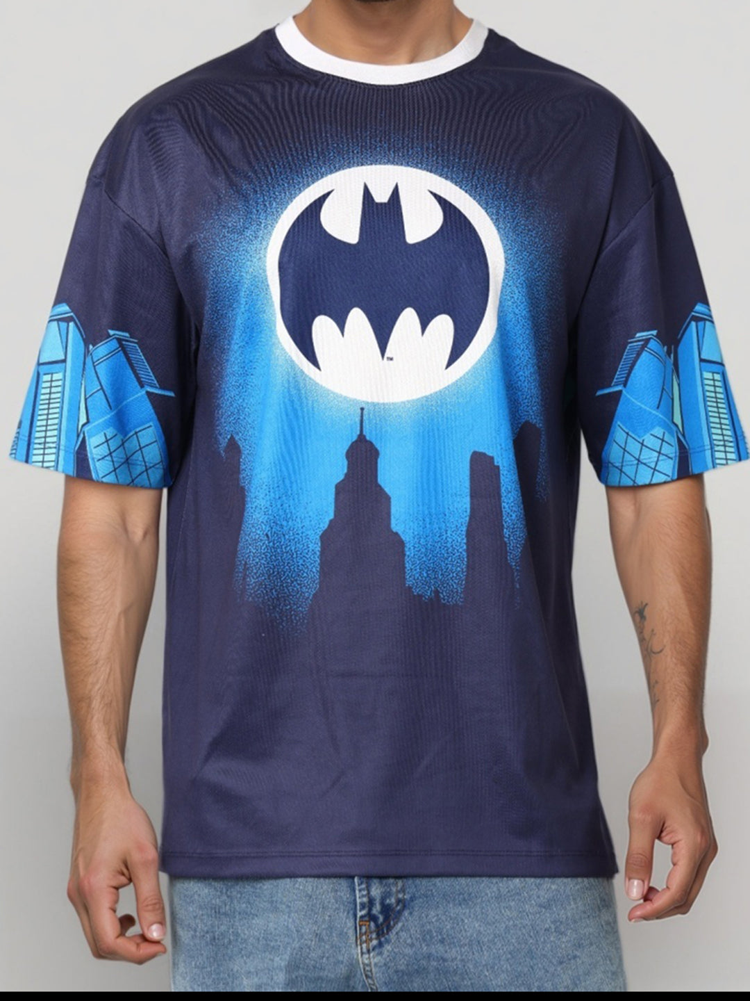 Men's Oversized Batman Back Print T-Shirt
