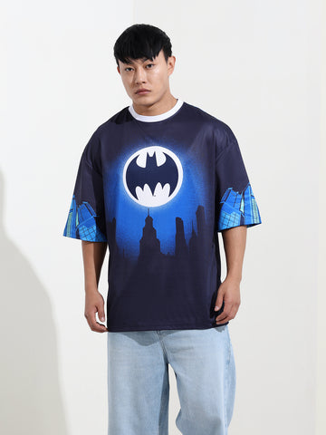 Men's Printed Extended Sleeves Applique T-shirt