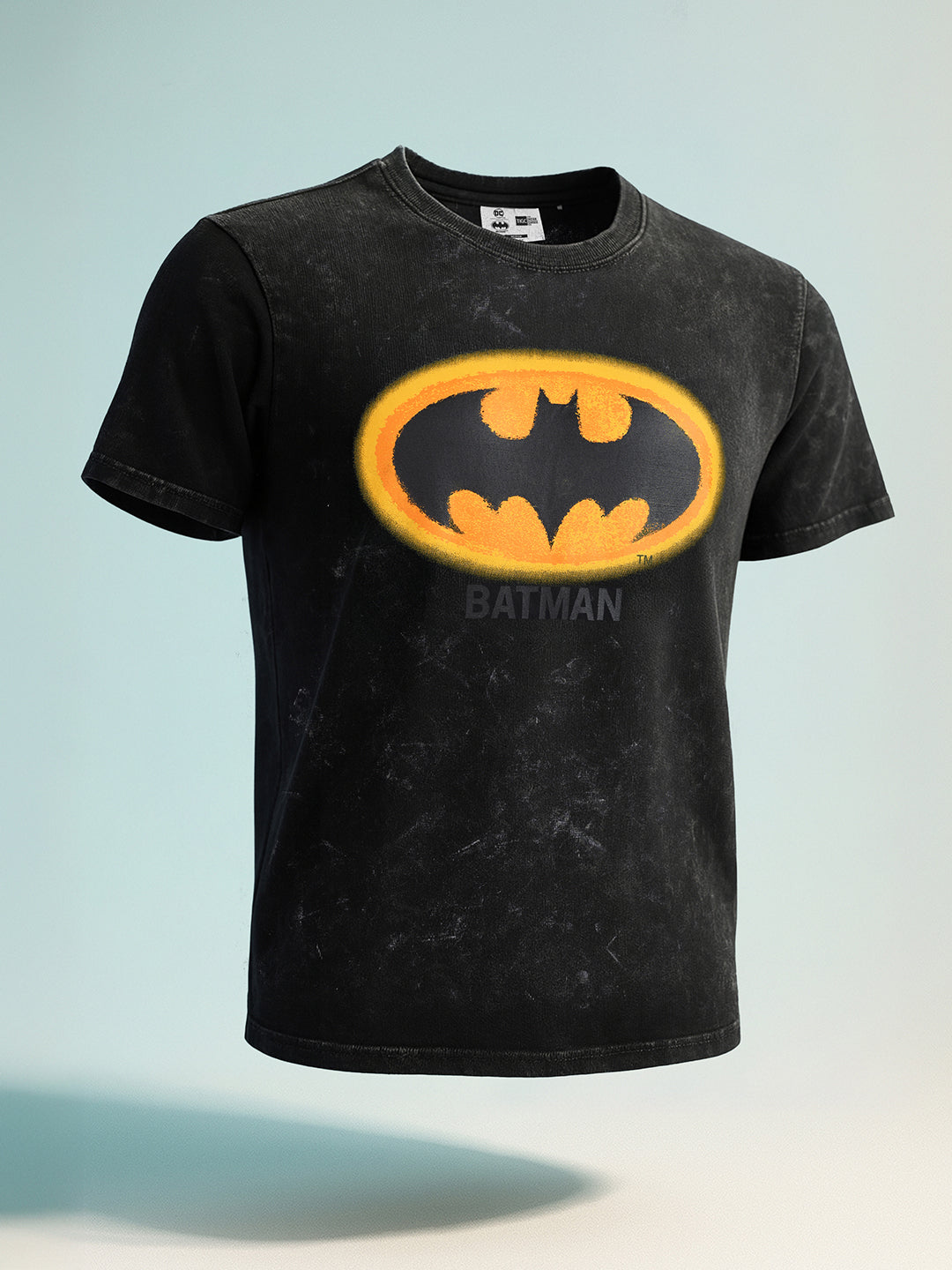 Men's Black Boxy Fit  Batman Character T-Shirt