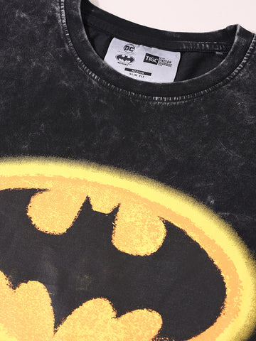 Men's Black Boxy Fit  Batman Character T-Shirt