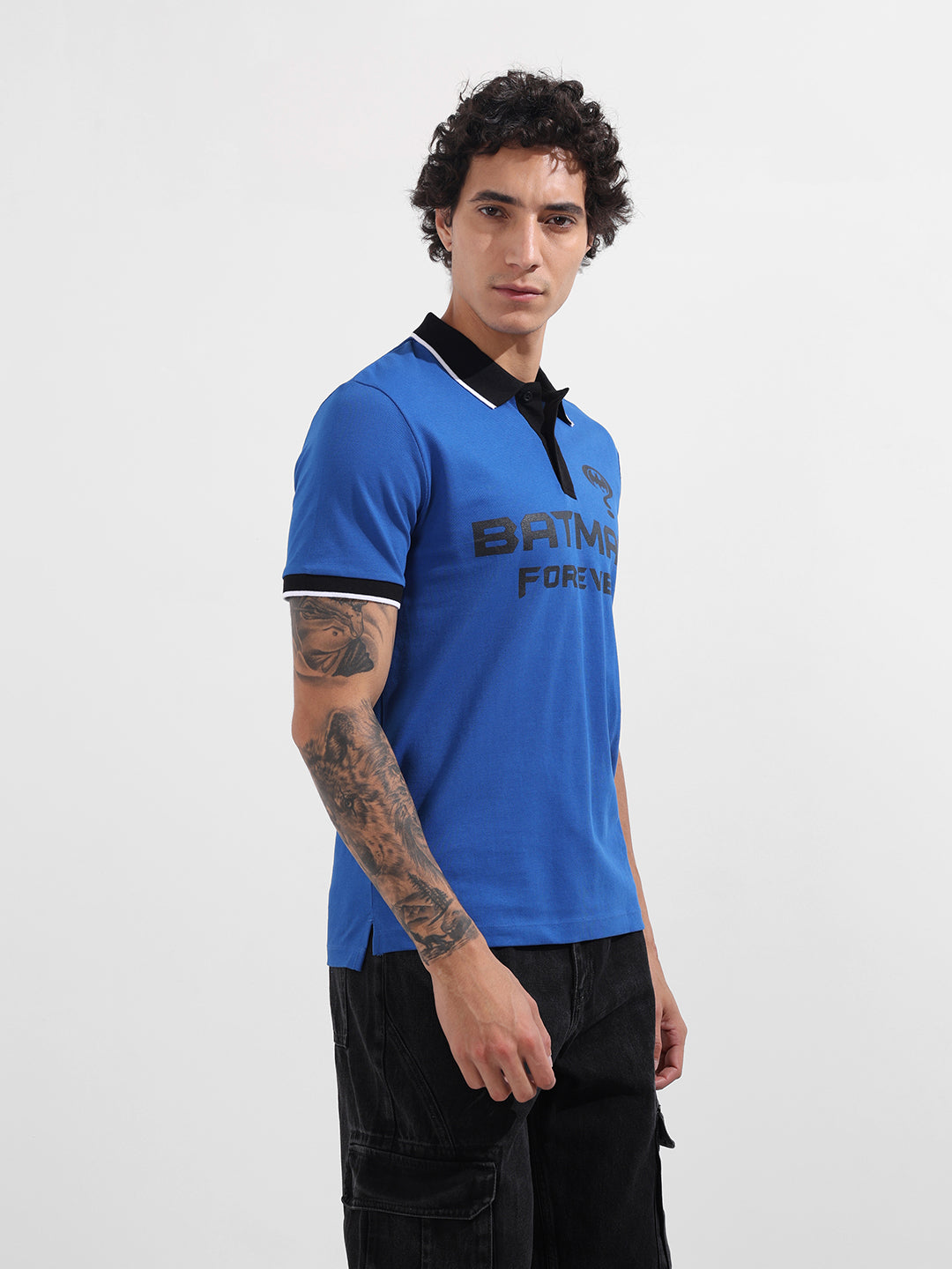 Men's Blue Regular Fit Batman Batman Character T-Shirt
