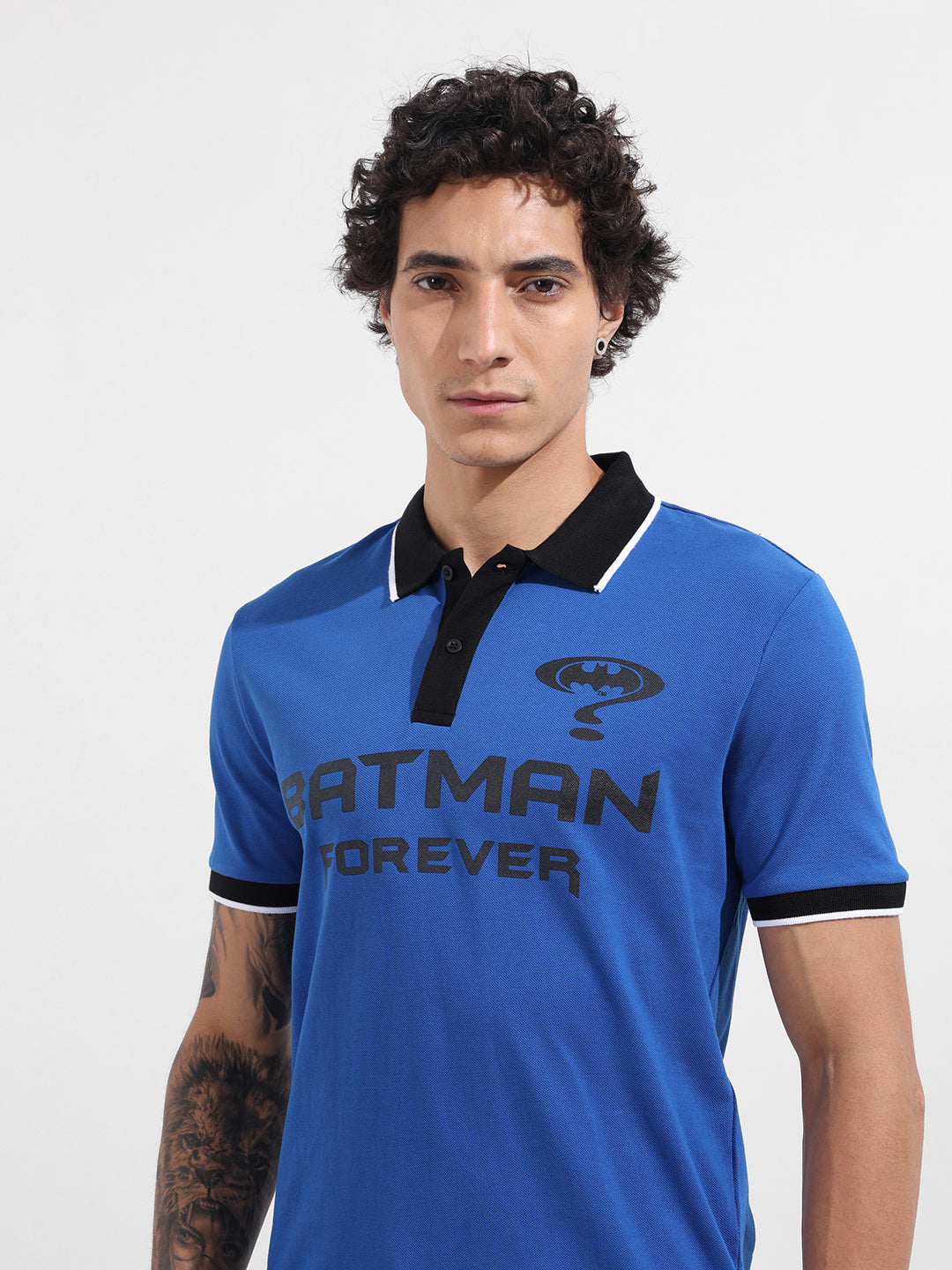 Men's Blue Regular Fit Batman Batman Character T-Shirt