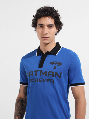 Men's Blue Regular Fit Batman Batman Character T-Shirt