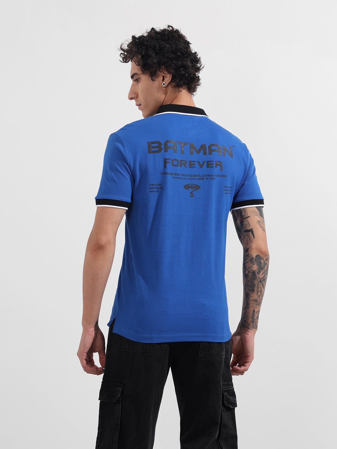 Men's Blue Regular Fit Batman Batman Character T-Shirt