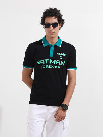 Men's Black Regular Fit Batman Batman Character T-Shirt