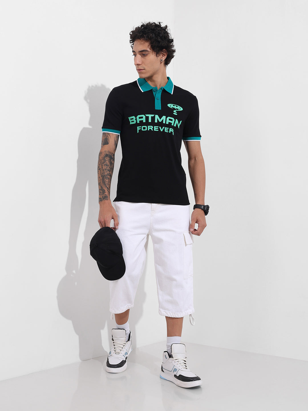 Men's Black Regular Fit Batman Batman Character T-Shirt