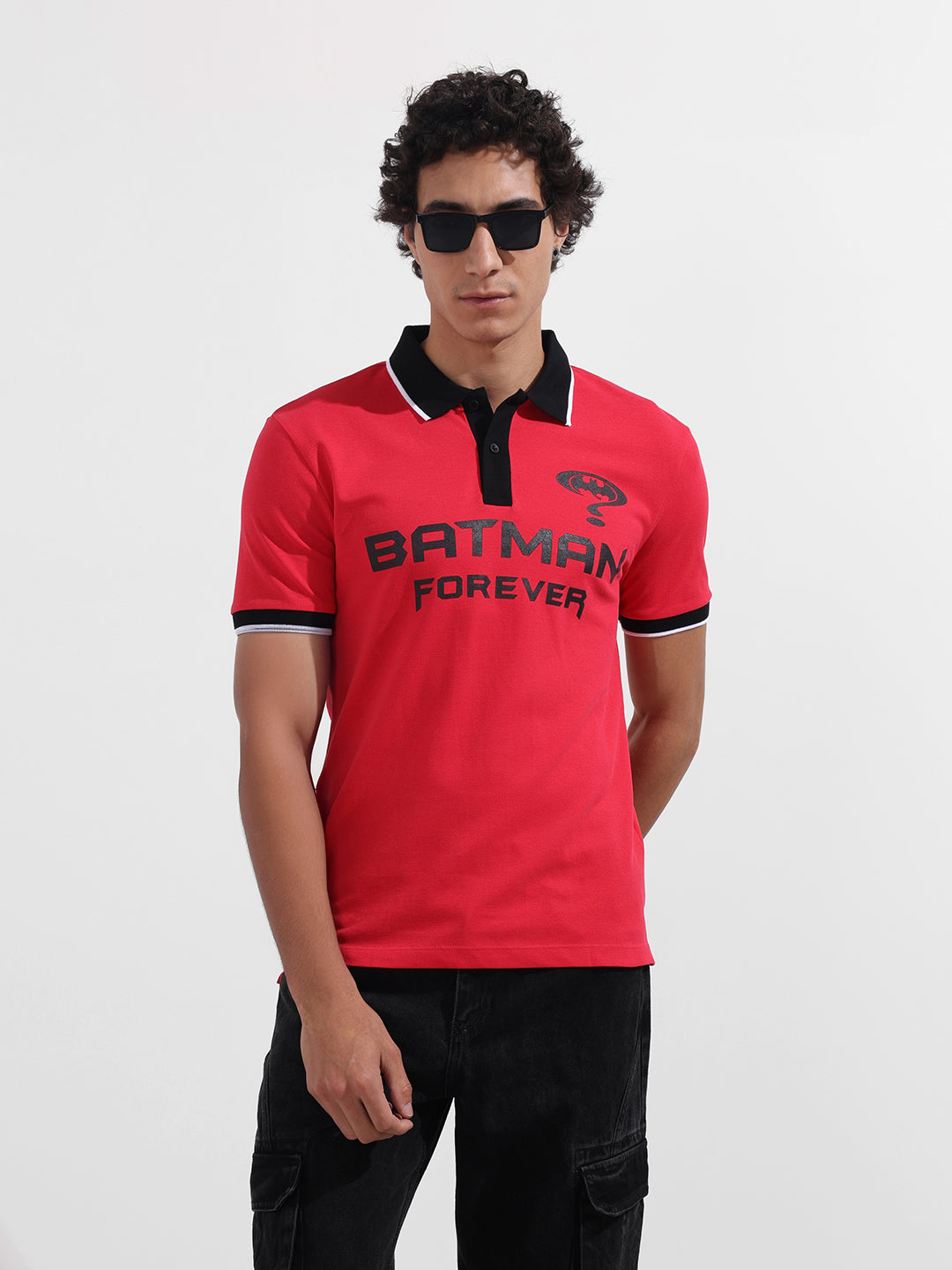 Men's Pink Regular Fit Batman Batman Character T-Shirt