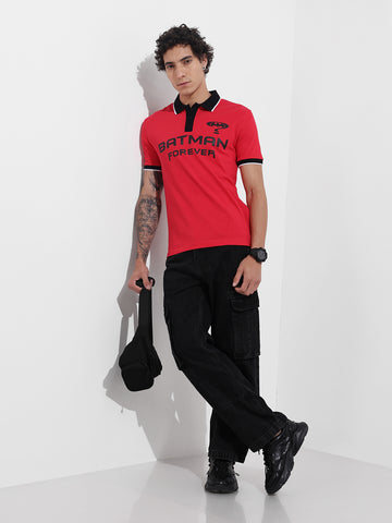 Men's Pink Regular Fit Batman Batman Character T-Shirt