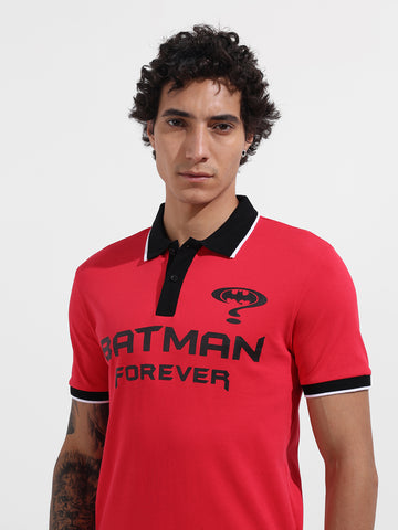 Men's Pink Regular Fit Batman Batman Character T-Shirt