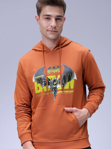 Men's Brown Regular Fit Character Batman Printed Sweatshirt