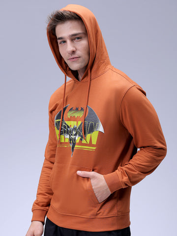 Men's Brown Regular Fit Character Batman Printed Sweatshirt
