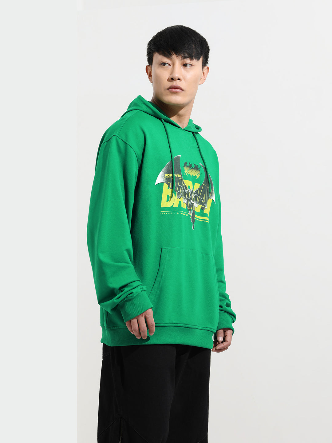 Men's Green Regular Fit Character Batman Printed Sweatshirt