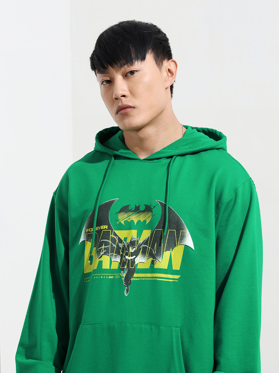 Men's Green Regular Fit Character Batman Printed Sweatshirt