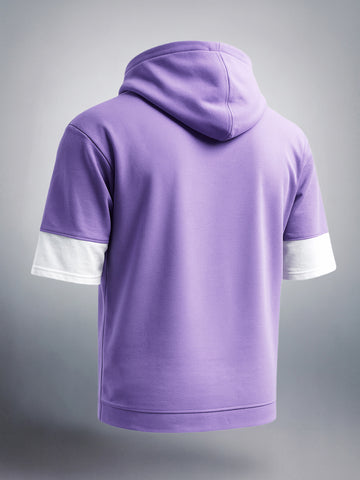 Men's Purple Oversized Fit Character Batman Printed Sweatshirt