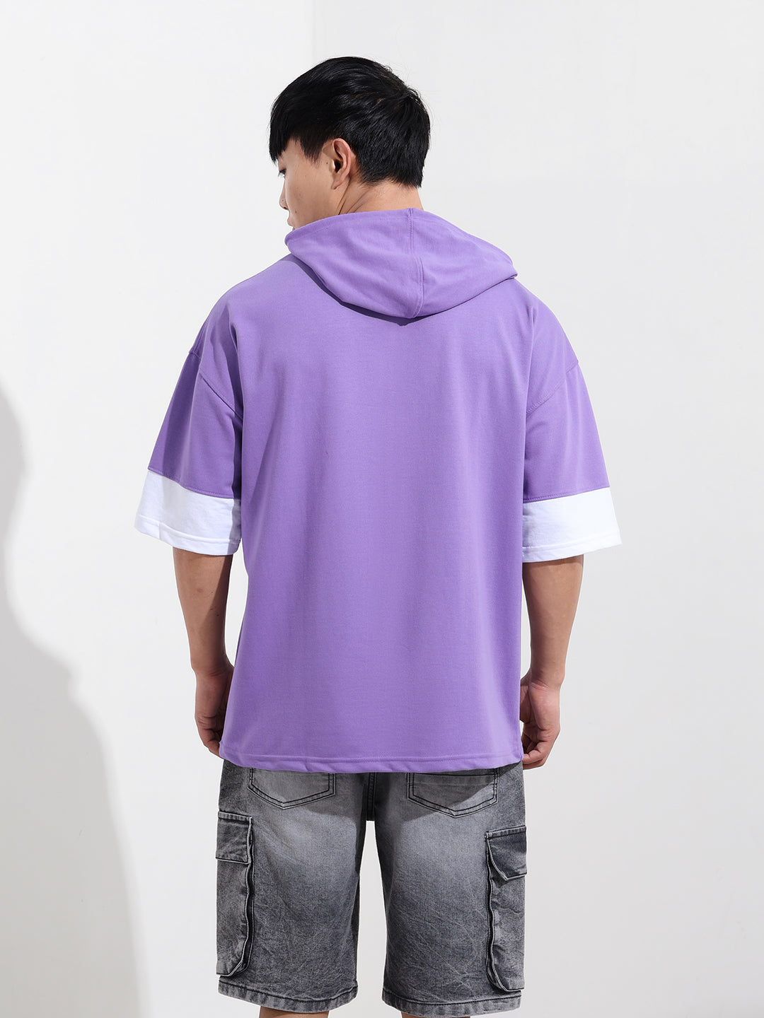 Men's Purple Oversized Fit Character Batman Printed Sweatshirt