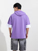 Men's Purple Oversized Fit Character Batman Printed Sweatshirt
