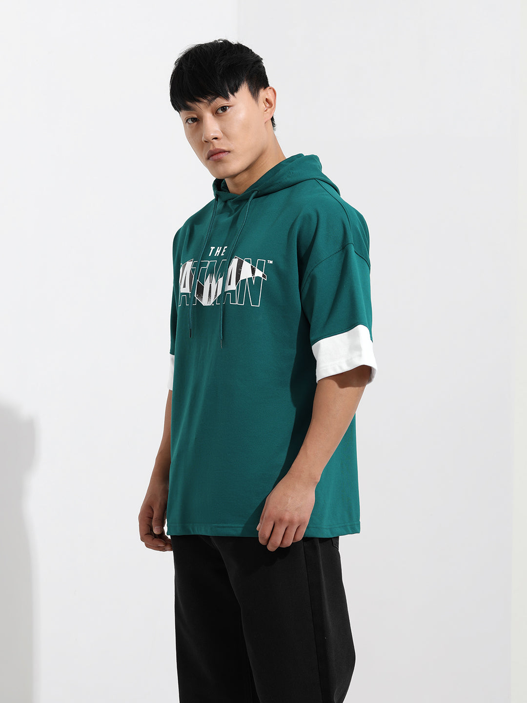 Men's Green Oversized Fit Character Batman Printed Sweatshirt
