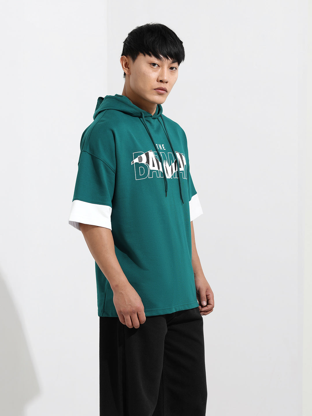 Men's Green Oversized Fit Character Batman Printed Sweatshirt