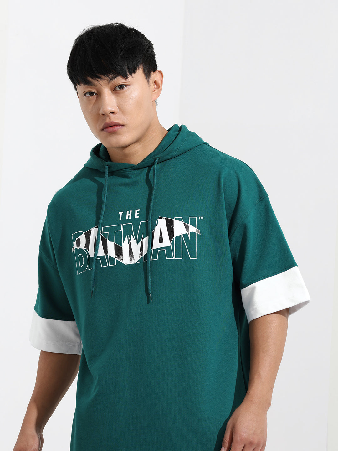 Men's Green Oversized Fit Character Batman Printed Sweatshirt