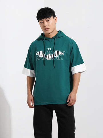 Men's Green Oversized Fit Character Batman Printed Sweatshirt