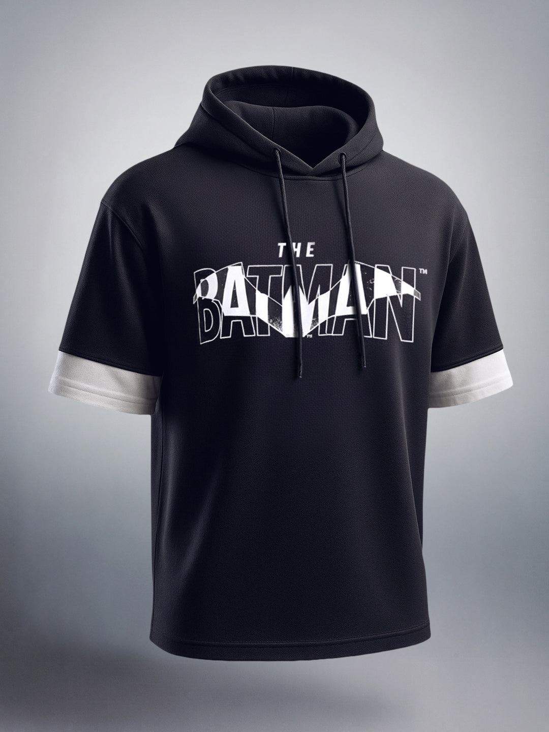 Men's Black Oversized Fit Character Batman Printed Sweatshirt