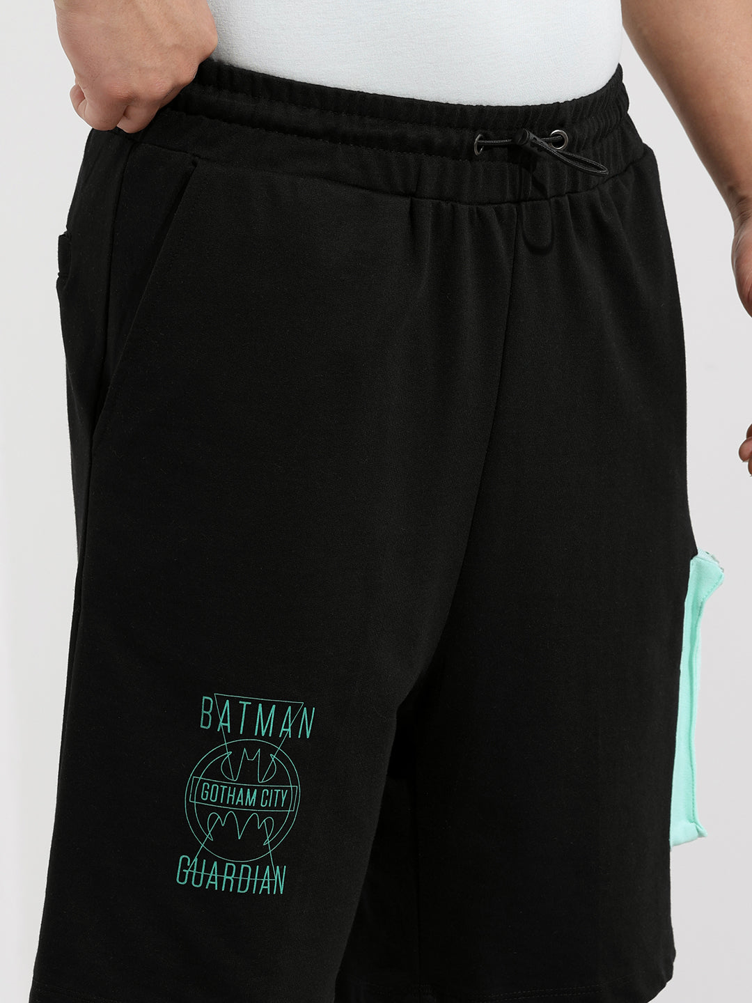 Men's Black Relaxed Fit Character Batman Printed Shorts
