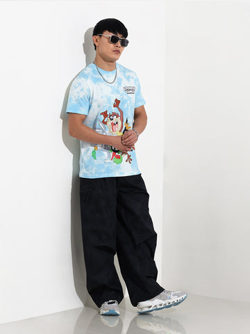 Men's Blue Slim Fit Character Looney Tunes  Printed Crew Neck T-Shirt