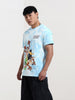 Men's Blue Slim Fit Character Looney Tunes  Printed Crew Neck T-Shirt
