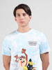 Men's Blue Slim Fit Character Looney Tunes  Printed Crew Neck T-Shirt