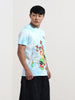Men's Blue Slim Fit Character Looney Tunes  Printed Crew Neck T-Shirt