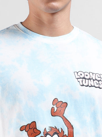 Men's Blue Slim Fit Character Looney Tunes  Printed Crew Neck T-Shirt