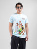 Men's Blue Slim Fit Character Looney Tunes  Printed Crew Neck T-Shirt