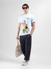 Men's Blue Slim Fit Character Looney Tunes  Printed Crew Neck T-Shirt
