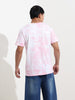 Men's Pink Slim Fit Printed Looney Tunes  Crew Neck T-Shirt