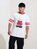 Men's White Boxy Fit Character Bugs Bunny Printed Crew Neck T-Shirt
