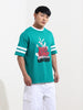 Men's Green Boxy Fit Character Bugs Bunny Printed Crew Neck T-Shirt