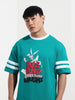 Men's Green Boxy Fit Character Bugs Bunny Printed Crew Neck T-Shirt
