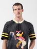 Men's Black Boxy Fit Cartoon Character Printed V-Neck T-Shirt