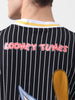Men's Black Boxy Fit Cartoon Character Printed V-Neck T-Shirt