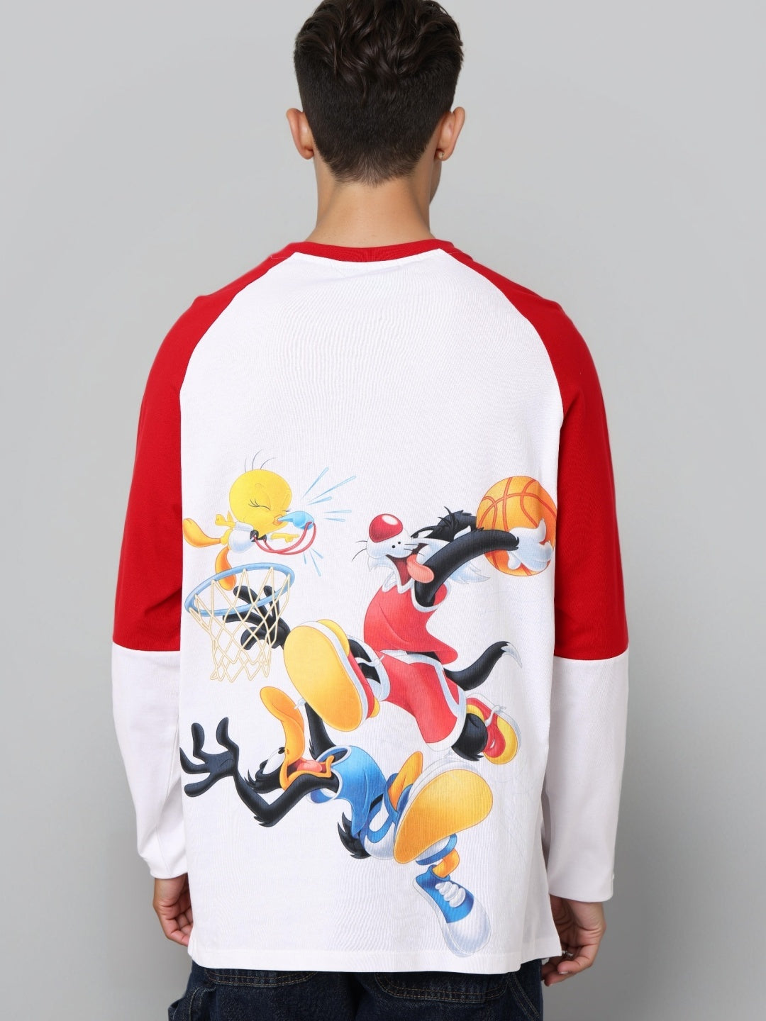 Men's Oversized Looney Tunes Print T-Shirt