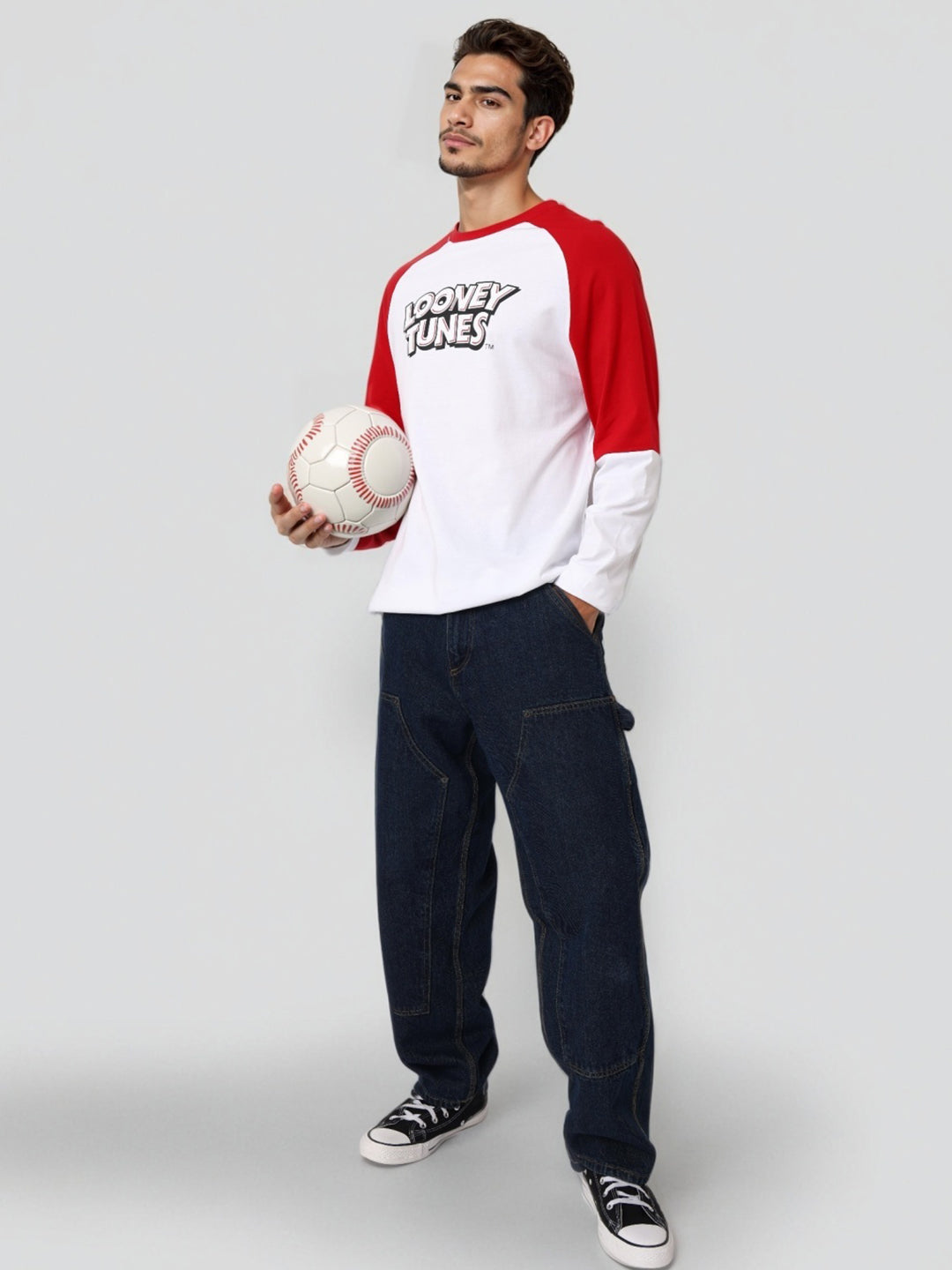 Men's Oversized Looney Tunes Print T-Shirt