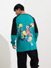 Men's Green Oversized Fit Character Tom & Jerry Printed Crew Neck T-Shirt