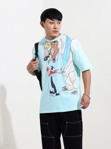 Men's Typography Printed Raw Edge Boxy T-shirt