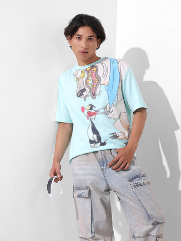 Men's Typography Printed Raw Edge Boxy T-shirt
