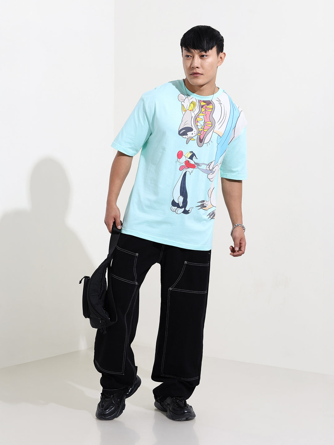 Men's Typography Printed Raw Edge Boxy T-shirt