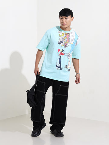 Men's Typography Printed Raw Edge Boxy T-shirt