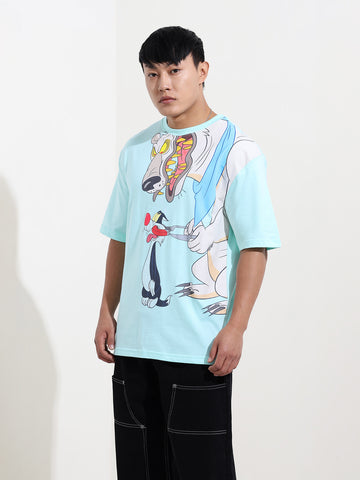 Men's Typography Printed Raw Edge Boxy T-shirt