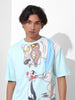 Men's Typography Printed Raw Edge Boxy T-shirt