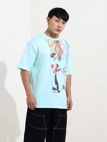 Men's Typography Printed Raw Edge Boxy T-shirt
