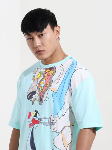 Men's Typography Printed Raw Edge Boxy T-shirt